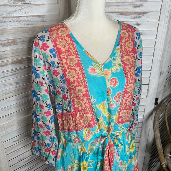 TOLANI COLLECTION Women's Vittoria Aqua Floral Tunic Top Modal Multicolor M NWT - Picture 12 of 16